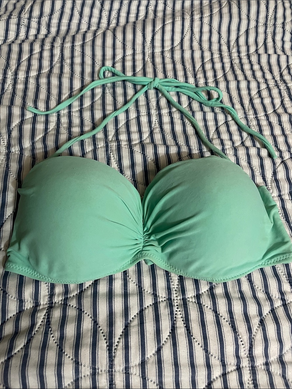 Charlotte Russe Mint Green Bandeau Bikini Top with Halter Tie